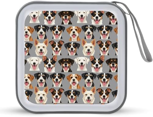Hard Plastic Protective CD Case Puppy Dog, 40-Disc Capacity Storage Binder with Zipper, Portable Organizer for Home Office