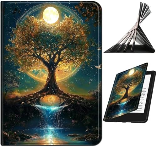 Case for Samsung Galaxy Tab A8 10.5" 2022 Model (SM-X200/X205/X207) | Slim Leather Smart Cover with Multi-Angle Anti-Slip Stand [Auto Wake/Sleep] Shell for Women Men - Moon Orange Tree
