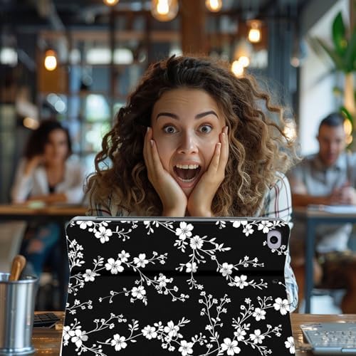 for Microsoft Surface Go 4/3/2/1-10.5" 2021 Tablet Case,Auto Wake/Sleep,Adjustable Stand Protective Cover - Minimalist White Floral