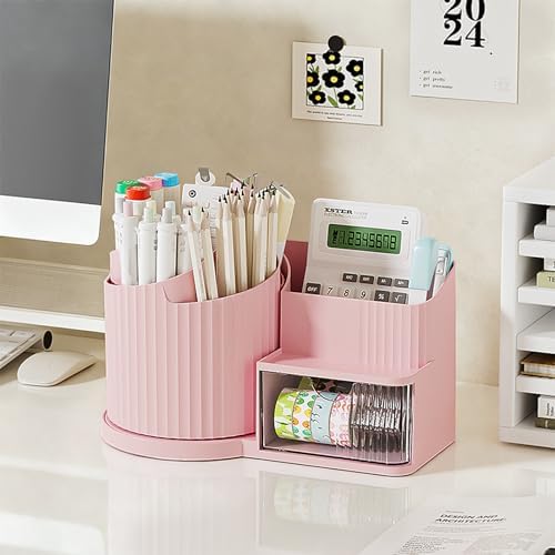 Anyoifax 360 Rotating Makeup Brush Holder Make Up Brushes Organizer, Pink