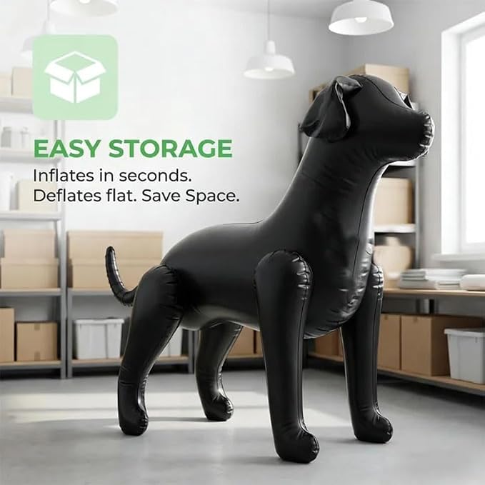 Toddmomy Inflatable Dog Mannequin - Black Waterproof PVC Self-Standing Medium Dog Dress Form for Pet Clothing Display E-Commerce Photography Trade Shows Labrador Doberman