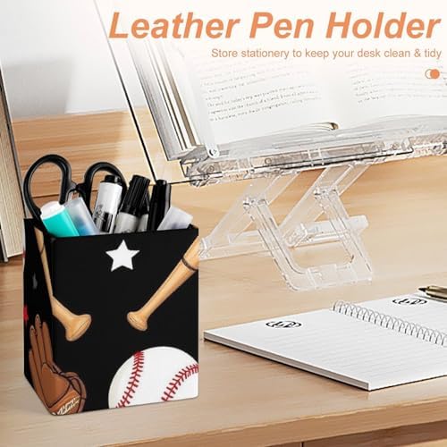 Fashion Office Pen Holder Unisex Durable Desktop Storage For Stationery & Tools Red Black Baseball