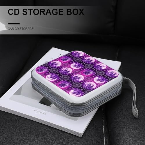 CD Protective Case Wolves 40 Capacity DVD Holder Wallet | Hard Plastic Disc Storage Binder Native American Wolves, Sturdy Zipper, Portable Carry Handle for Home Travel