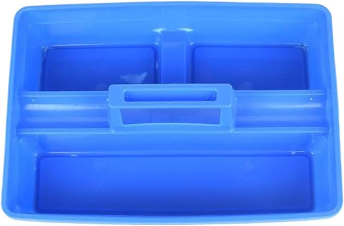 Plastic Storage Tool Tray Tote for Versatile Multiuse Tool Caddy with Attached Portable Handle Organize Carry Tools Farm Veterinary Tool Box Veterinary Medicine box (Plastic Handle Blue Tray)