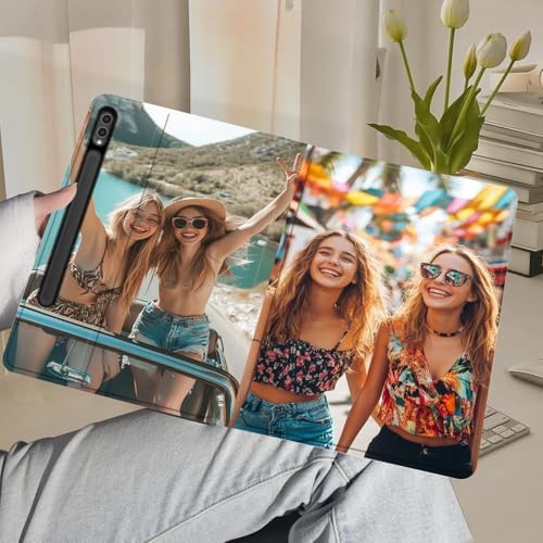 Custom Photo Personalized Flip Case for Samsung Galaxy Tab S9+/S9 Plus 12.4 inch(2023),Model Code: SM-X810/X816B, Samsung Galaxy Tablet Customized Picture Text Leather Stand Cover Protective Case