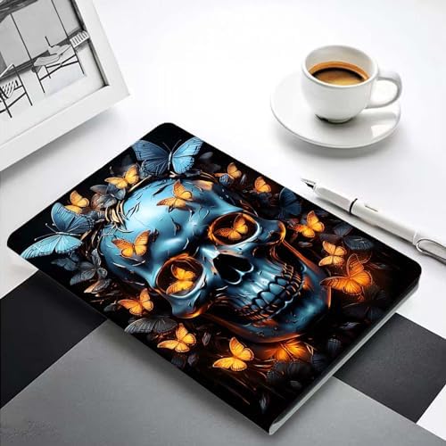 for Samsung Galaxy Tab S6 Lite 10.4" Tablet Case 2022/2020(SM-P610/P613/P615/P619),Premium Leather Folio Stand Auto Wake/Sleep,Multiple Viewing Stand,Skulls and Butterflies