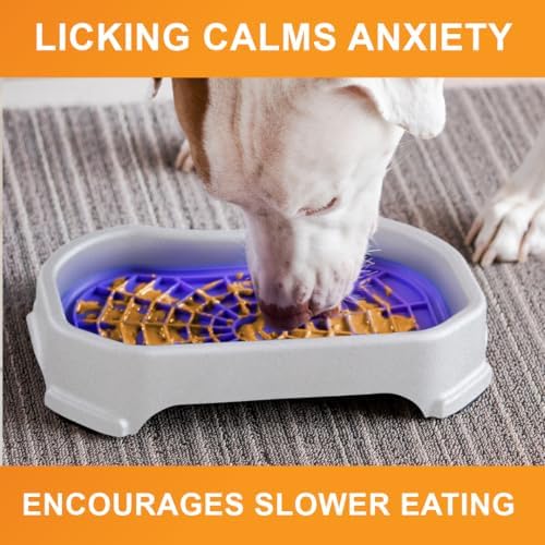Neater Pets Neat-LIK Dog Lick Mat w/Mess-Proof Tray, Lick Mat for Dogs, Cats, Puppy, Reduces Anxiety & Boredom, Peanut Butter Slow Feeder, Interactive Treat Licking Pad (Purple/Vanilla Bean)
