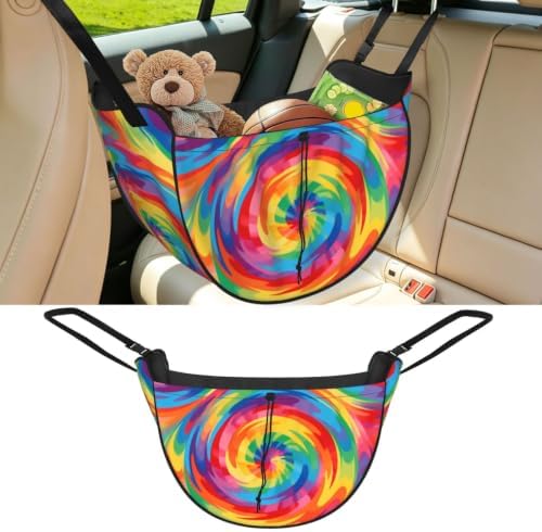 Colorful vortex Car Seat Organizer-Backseat Storage Bag for Travel | Waterproof Durable. Holds Snacks Gear Essentials. Fits Most Cars.