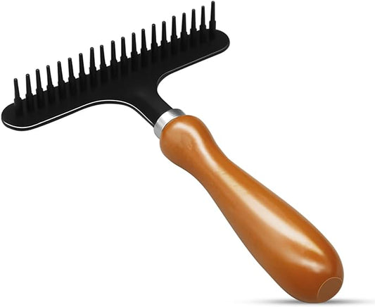 HINGTAI Portable Carpet Rake, Matted & Shag Rug Rake, 6.0 x 4.3 inches, Black