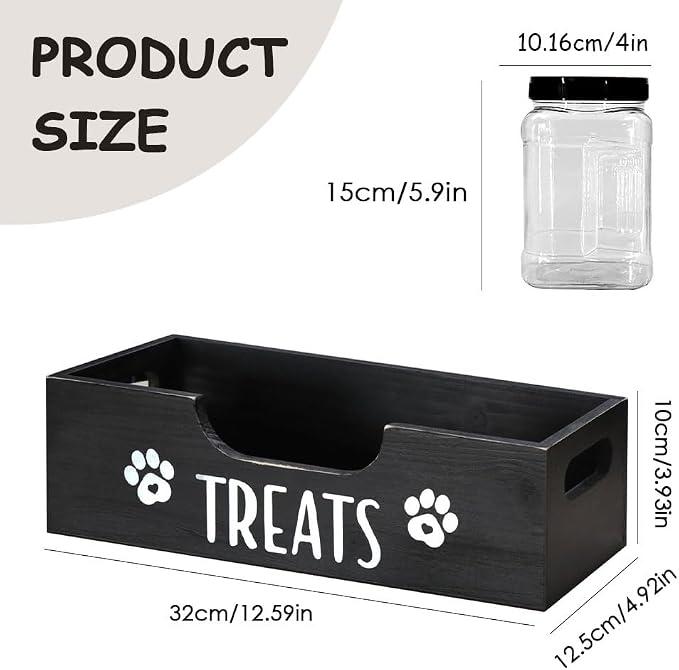 Dog Treat Container for Countertop, Pet Snack Storage Box Includes 3 Treat Jar & Wooden Pet Treat Container Pet Food Organizer For Puppy Airtight Dog Treat Storage With Lids