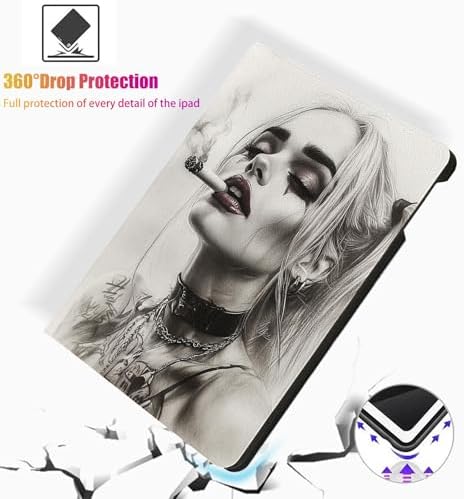 for Microsoft Surface Pro 11/10/9-13" 2024/2022 Tablet Case,Auto Wake/Sleep,Adjustable Stand Protective Cover - Smoking Girl Illustration