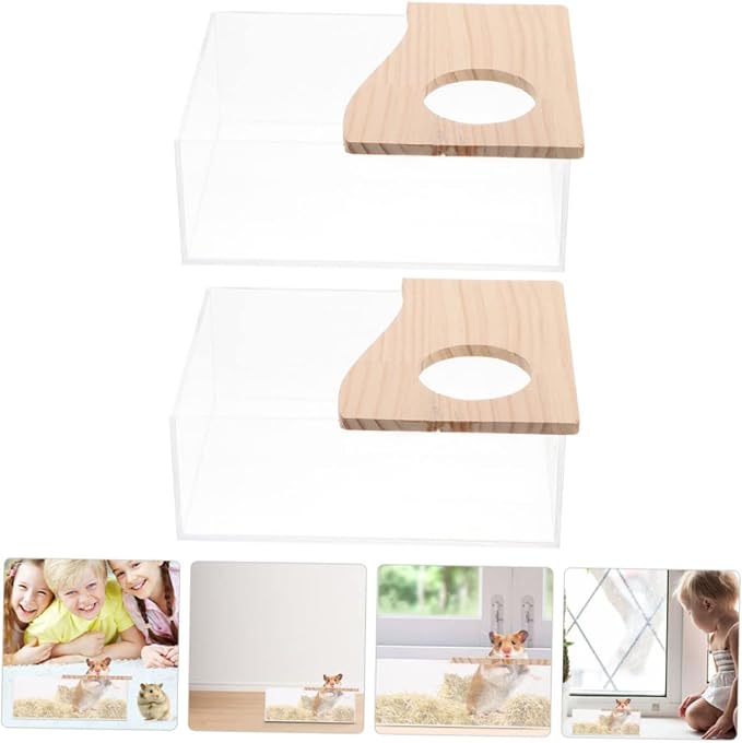 Toddmomy Acrylic Bathtub for Chinchillas Multi-Function Pet Accessory Clear Sand Bath House Hamster Bath Toy Bin Easy to Store
