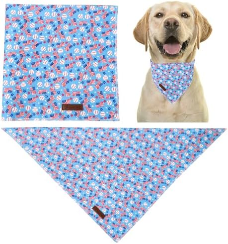 4th of July Dog Bandana, Patriotic Puppy Bandana for Small Medium Dog, Cotton American Flag Pet Triangle Bid Scarf Kerchief for Girl Boy Dogs or Cats