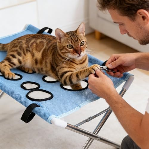Foldable Pet Bathing Stand, Portable Dog Shower Grooming Racks，Black | Pet Grooming Hammockes Hanging Harness with Eight Holes,44 LBS Weight Capacity Pet Grooming with Stand for Daliy Cares