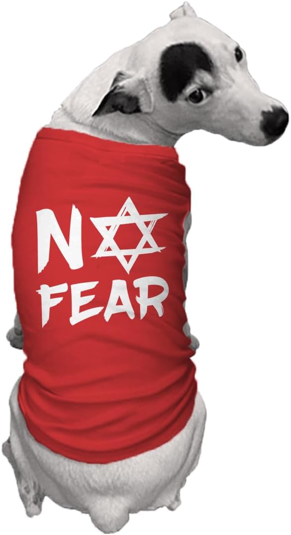 No Fear Star of David - Stand with Israel Dog Shirt (Red, 2X-Large)