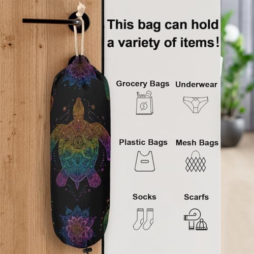 Pardick Plastic Bag Holder, Boho Turtle Grocery Bag Holder for Shopping Bags, Wall Mount Plastic Bag Storage Organizer Dispenser, Storage Holder for Home Kitchen Camper,A-1
