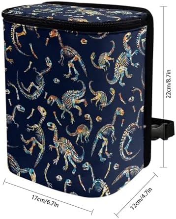 Dinosaur Print Car Accessories Back Seat Multipurpose Cars Trash Can with Lid, Leak Proof Waterproof Hanging Car Garbage Can for Road Trip Travel