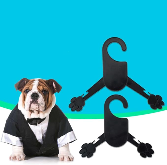 VOSAREA 10pcs Black Plastic Paw Shape Pet Clothes Hangers for Dog and Cat Clothes Thick Sturdy Design Not Easy to Break Portable and Space-Saving Organizer