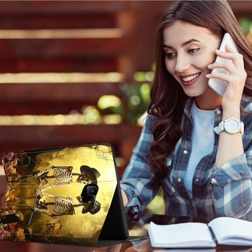 for Samsung Galaxy Tab A 10.1" 2016 SM-T580/T585/T587 Case | Slim Leather Smart Cover with Multi-Angle Anti-Slip Stand [Auto Wake/Sleep] Shell for Women Men - Forest Skull Leaf