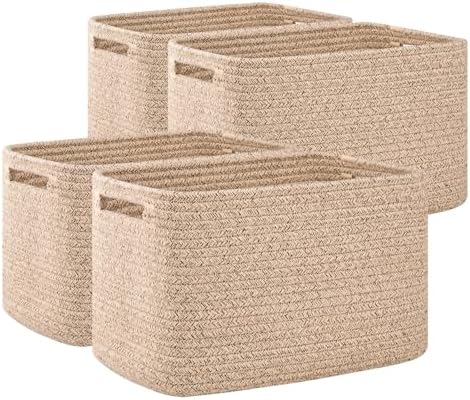 OIAHOMY 4 Pack Storage Baskets for Organizing 15L Cube Storage Bins Brown
