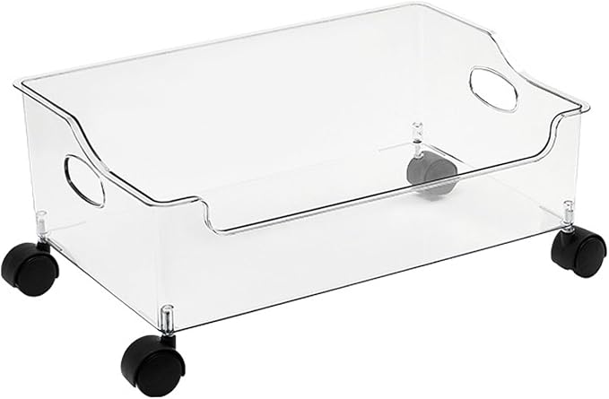 Portable Rolling Book Box Efficient Magazine Storage Organizer with Wheels for High School Students Classic Textbook Arrangement Can, Made From PET