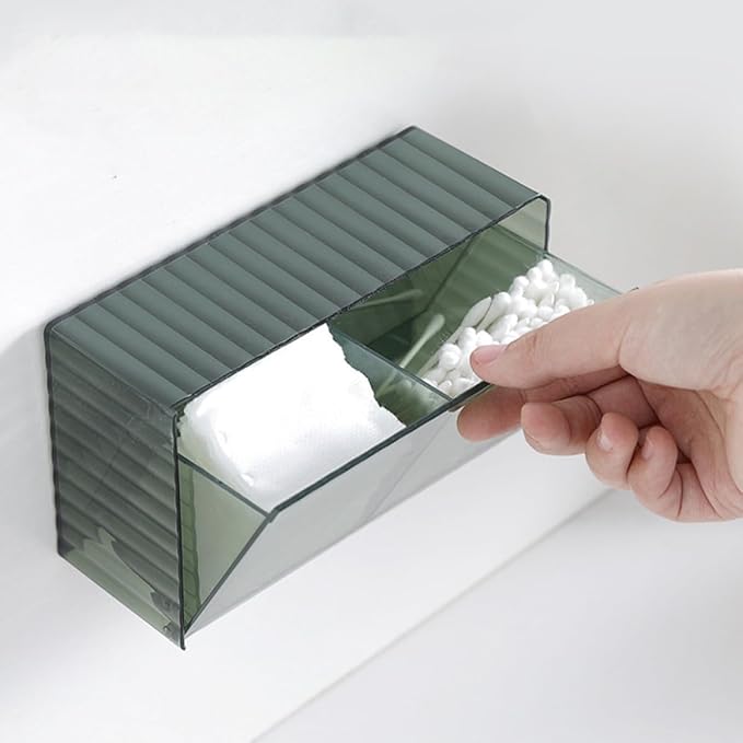 2pcs Wall Mounted Cotton Swab Storage Box with Lid Pet Large Organizer