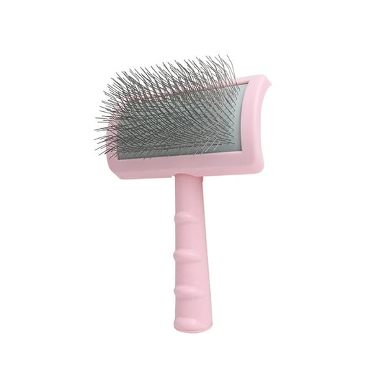 Professional Dog Slicker Brush for Poodles, Goldendoodles & Long-Haired Dogs 25mm Extra Long Pins, Gentle Dematting & Detangling Tool for Thick Curly Coats, Non-Slip Ergonomic Handle (Pink, S)