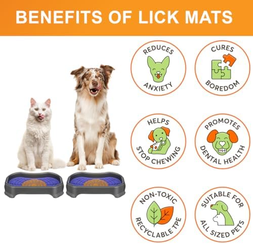 Neater Pets Neat-LIK Dog Lick Mat w/Mess-Proof Tray, Lick Mat for Dogs, Cats, Puppy, Reduces Anxiety & Boredom, Peanut Butter Slow Feeder, Interactive Treat Licking Pad (Purple/Gunmetal)