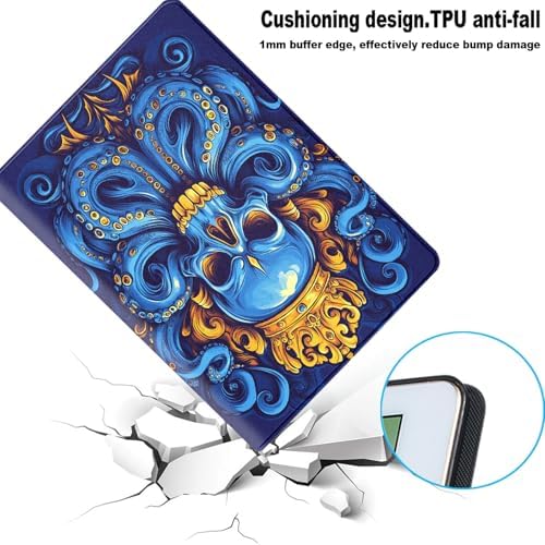 for Samsung Galaxy Tab A7 Lite 2021 (SM-T220/T225/T227) Tablet Protective Cover with Adjustable Stand and Magnetic Auto Wake/Sleep,Skull Octopus