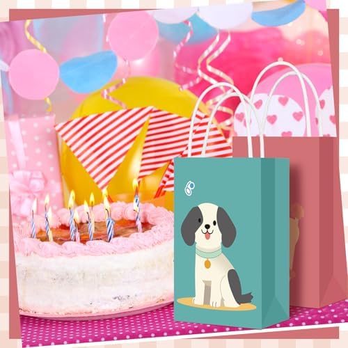 Trnayi 16 Pcs Pet Dog Themed Birthday Party Decorations Retro Puppy Party Favors Supplies 10.6 x 5.1x 3.1 Inches Cute Tote Bags Gift for Cookies Cupcakes Desserts Birthday Baby Shower Table Decor