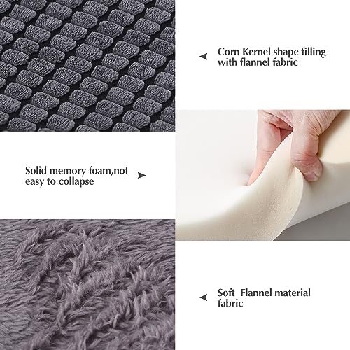 BVAGSS Reversible Dog Crate Pad, Memory Foam Pet Bed Mat, Soft Warm Machine Washable Sleeping Kennel Mattress for Small Medium Dogs XH079 (21''x13''x1.6'',Light Grey)
