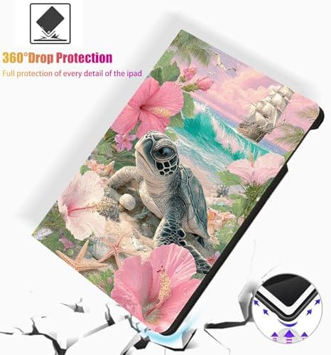 for Microsoft Surface Pro X/Pro X Plus-13 2019/2020/2021/2024 Tablet Case,Auto Wake/Sleep,Adjustable Stand Protective Cover - Sea Turtle Flower