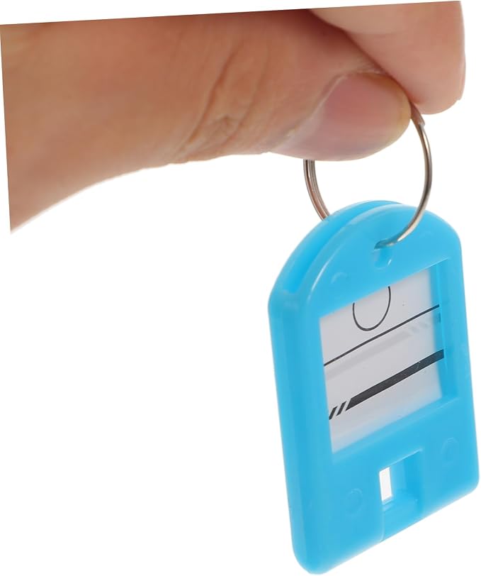 TEHAUX 50pcs Key Tags Split for Easy Identification Multi-Function Luggage Labels for Bags Keys Pets and Boys and Girls Items Organizers