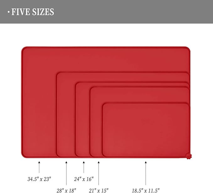 Reopet Waterproof Pet Feeding Mat, Non-Slip Silicone Placemats for Dog Cat Food and Water Bowl, High Raised Edges to Prevent Spills and Protect Floors