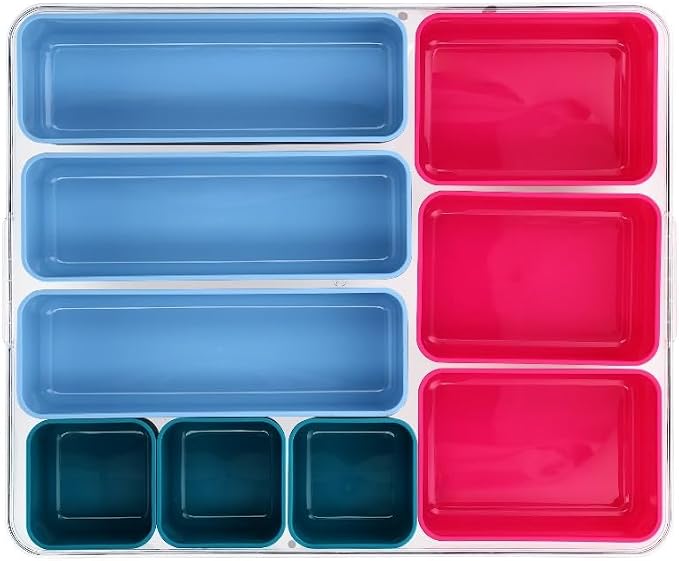 Teacher Tackle Box with Multiple Compartments, Pink & Blue Portable Classroom Supply Organizer for Teacher Tools, Classroom Art & Small Teaching Accessory Storage