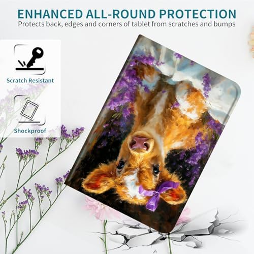 Case for Samsung Galaxy Tab A 8.4" 2020 SM-T307, 360 Degree Rotating Stand with Multi-Angle Vertical & Horizontal Viewing Shockproof Protective Shell for Women Men, Lavender Cow