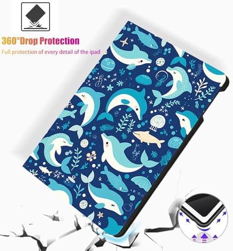 for Microsoft Surface Pro 8-13" 2021 Tablet Case,Auto Wake/Sleep,Adjustable Stand Protective Cover - Ocean Dolphin