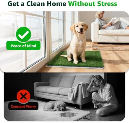 2 Pack Artificial Dog Grass Pee Pad 20"x 25", Fake Grass Pad for Dogs Tray | Easy to Clean, Replacement Turf Mat, Washable, Reusable, Realistic, Indoor Puppy Potty Training, for Apartment, Balcony Use