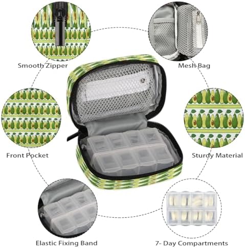 Pill Organizer Box Sage Green Avocado 7-Day Weekly Medicine Pill Case Travel Pill Container Portable Pill Holder Storage Purse Bag Small Compact Size for Vitamin Supplement Birth Control
