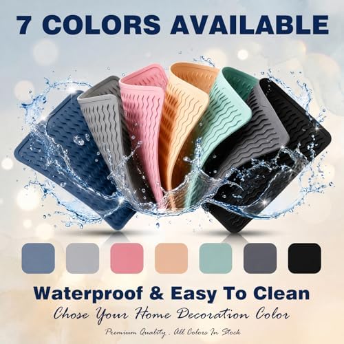2 Pack Caketime Silicone Dish Drying Mat for Kitchen Counter Under Sink Near Faucet with Bathroom Countertop Organizer Soap Holder New Home Essentials Drainers Housewife Stuff 12"x6"