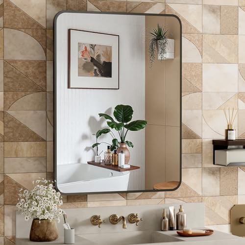 ACEMIRO 24x30 Inch Bathroom Medicine Cabinet with Mirror Black Metal Framed Farmhouse Recessed or Surface Wall Mounted Black Medicine Cabinets for Bathroom