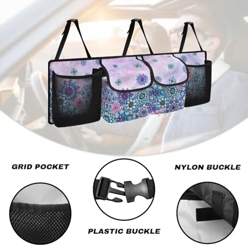 Retro Floral Car Trunk Organizer Car Back Seat Hanging Storage Bag Collapsible Large Capacity Storage Bag Automotive Interior Accessories for Sedans SUV Jeep