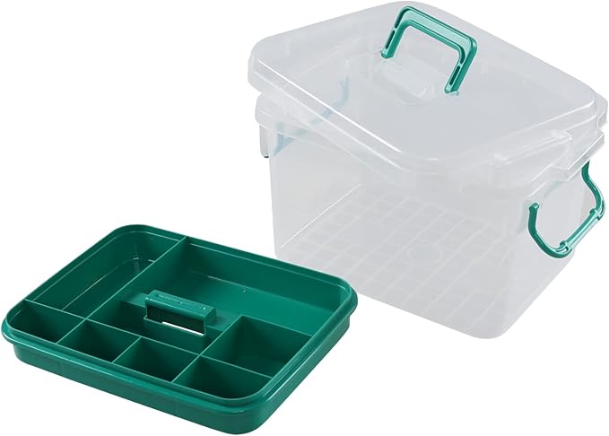 15QT Clear Medicine Organizer Box with Handle, Plastic First Aid Box | Medicine Container with Tray, Thickened Medicine Container Chest, for Home Organization Must, School, Dormitory, Travel, RV