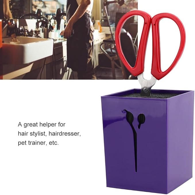 Scissor Holder Storage Box, ABS PET Hairdressing Shear Organizer with Anti-Slip Base, 4.13 x 3.19 in(Purple)