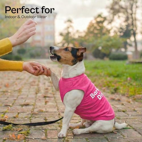 Parisian Pet Dog Shirt – 100% Cotton Barking Diva Shirts for Small Dogs – Pink Sleeveless Puppy Clothes – Lightweight and Breathable Pet Apparel – Girl Dog Clothes - Stretchy T Shirts for Dogs