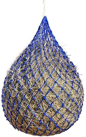 Harrison Howard Slow Feed Hay Net for Horses, 40 Inch Hay Bag Holds 1–2 Flakes, 2 Inch Mesh Durable Hanging Feeder for Stable, Pasture & Livestock-Blue