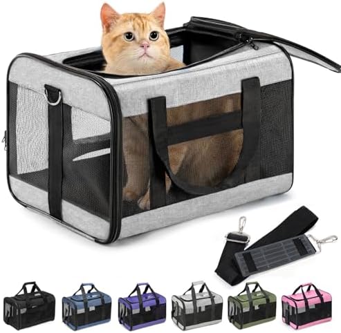 Conlun Cat Carrier Airline Approved, Soft-Sided Dog Carrier with Inner Safety Leash, Pet Transport Carrier for Small-Medium Cats Puppies up to 15 Lbs, Collapsible Travel Kitten Carrier Bag -Gray M | Airline Approved,with Inner Safety Leash,Collapsible ...