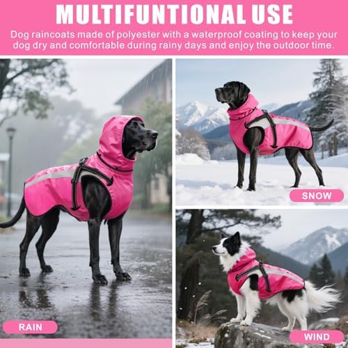 Dog Raincoat Waterproof Raincoats for Dog Reflective Dogs Rain Jackets with Hood Hoodie Pet Rain Poncho Coat for Small Medium Large Dogs Puppies S-XXL (Pink, XXL)