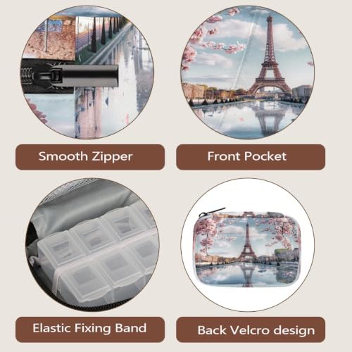 Travel Pill Organizer Paris Eiffel Cherry Blossom Small Pill Case
