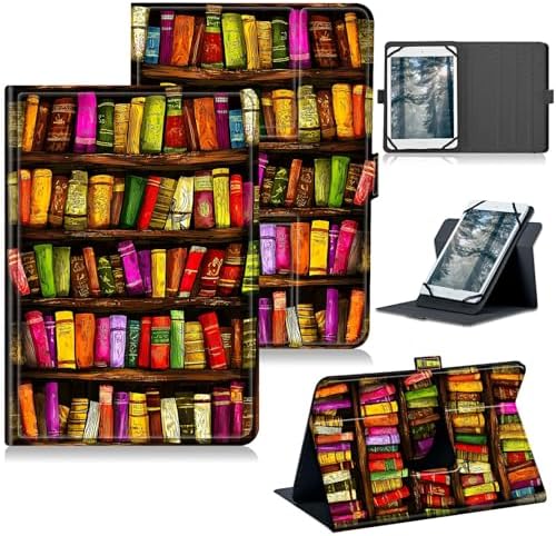 Universal Tablet Case for T-Mobile Revvl Tab 2 10.1" Model:9185W 2025/Revvl Tab 5G 10.36" 2023, 360 Degree Rotating Kickstand Protective Stand PU Leather Shell Cover for 9"-10.5", Art Books